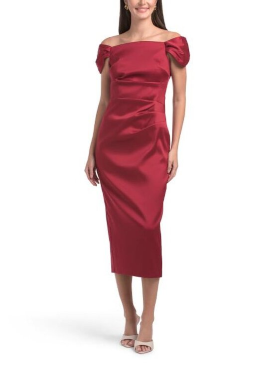 Aidan Mattox Dresses & Skirts - AIDAN MATTOX Off The Shoulder Tea-length Cocktail Dress